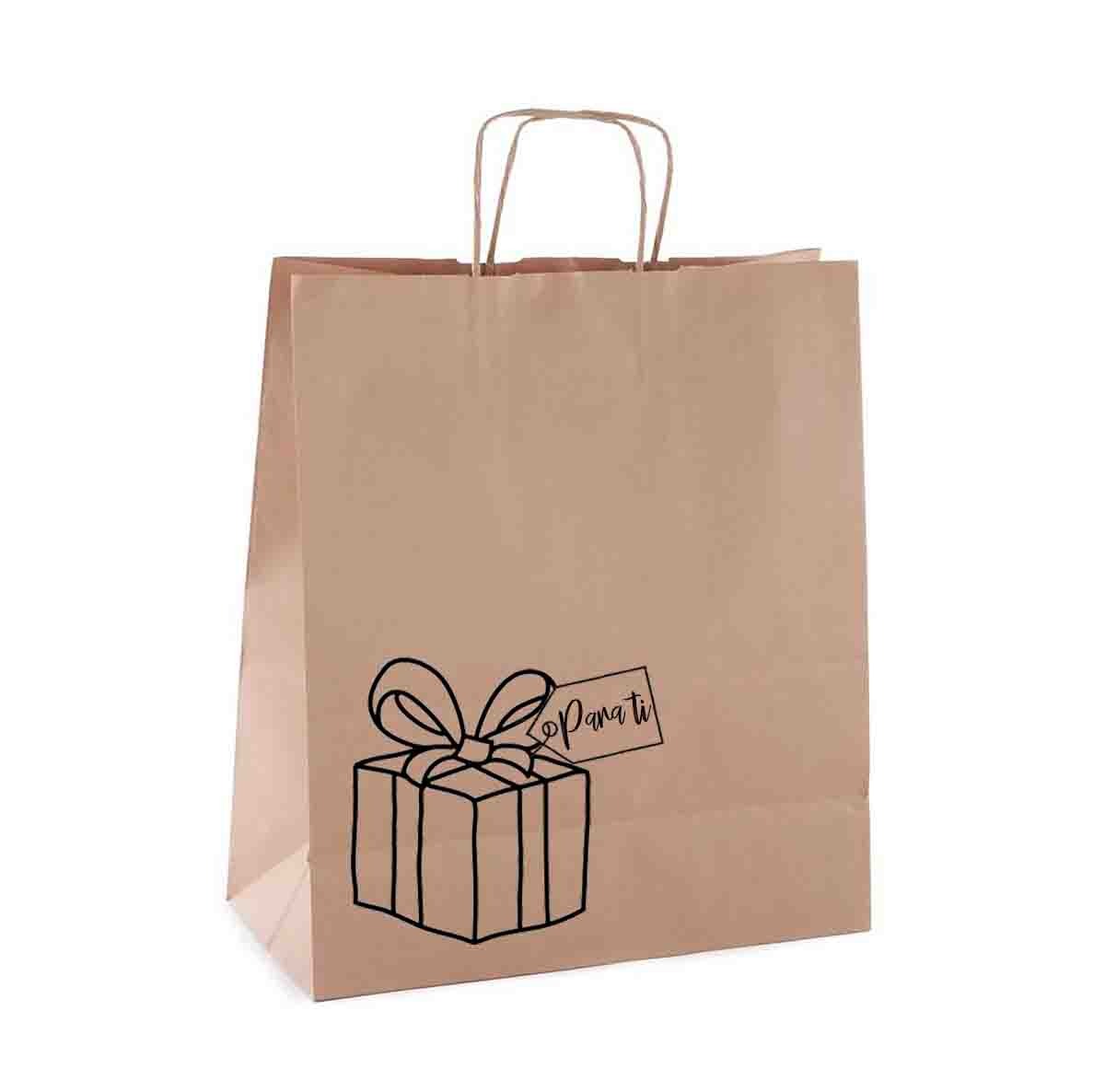 Bolsa De Papel Kraft Marrón 90kg Fuelles Laterales Asas Retorcidas